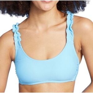 NEW Wild Fable Light Blue Ruffle Strap Bralette Bikini Top S